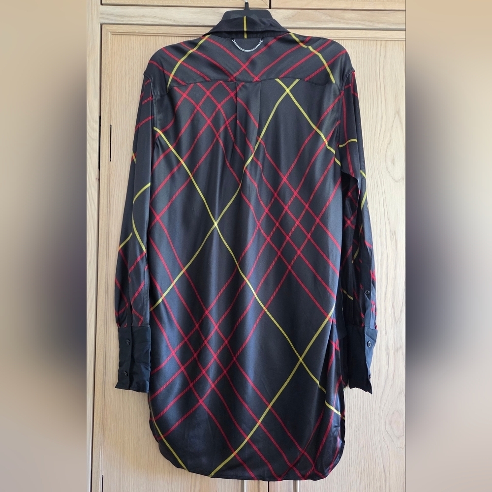 Rag & Bone Windowpane Edith Silk Blouse Dress Plaid Button Up - Picture 5 of 13